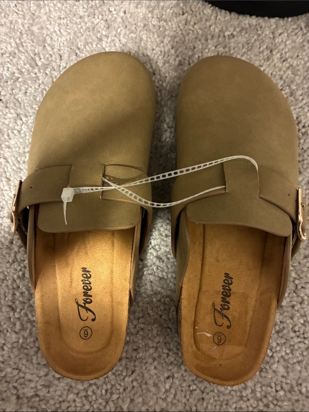 Forever 21 Olive-Taupe Slip-On Clog Mules for Women